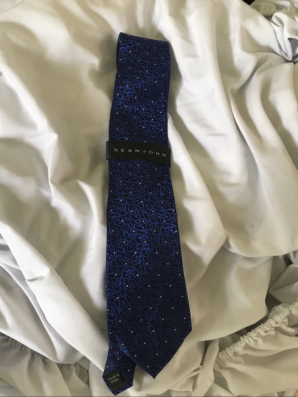 Sean John Navy and Royal Blue Paisley Silk Tie